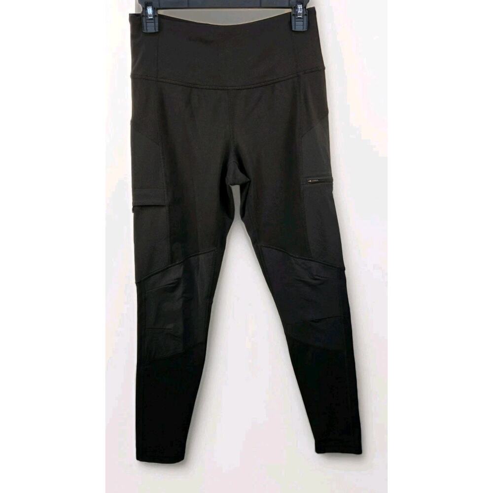 Prana Women's Medium Athletic Pants Black Side Pockets Yoga Workout Leggings